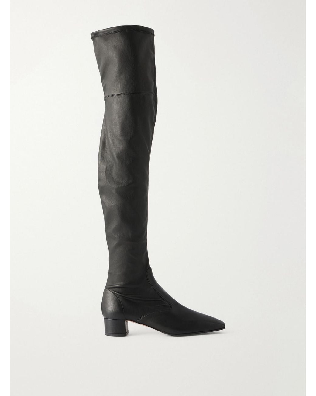 Aquazzura White Remi 35 Leather Over-The-Knee Boots