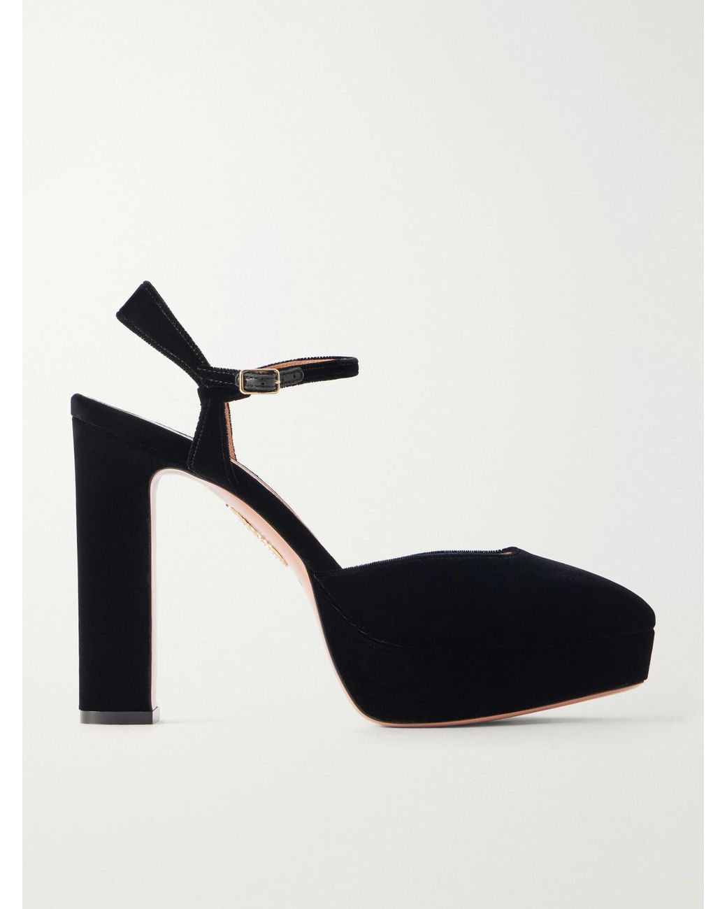 Aquazzura Black Amira 110 Velvet Pumps