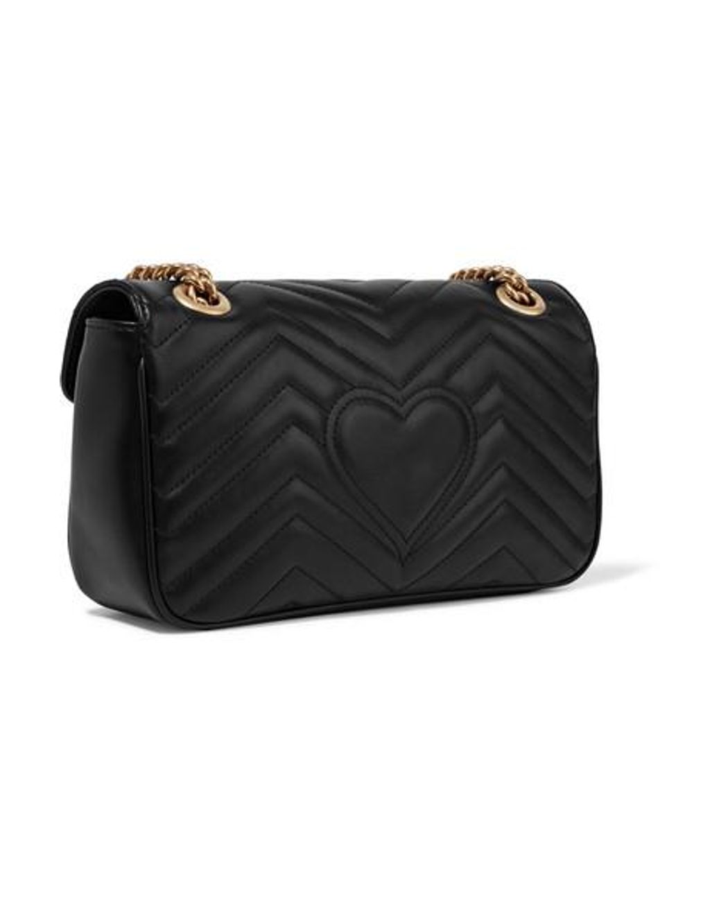 Gucci Shoulder Bag Gg Marmont Small Size In Matelassè Leather Worked With  Chevron Pattern And Heart On The Back in Black | Lyst UK