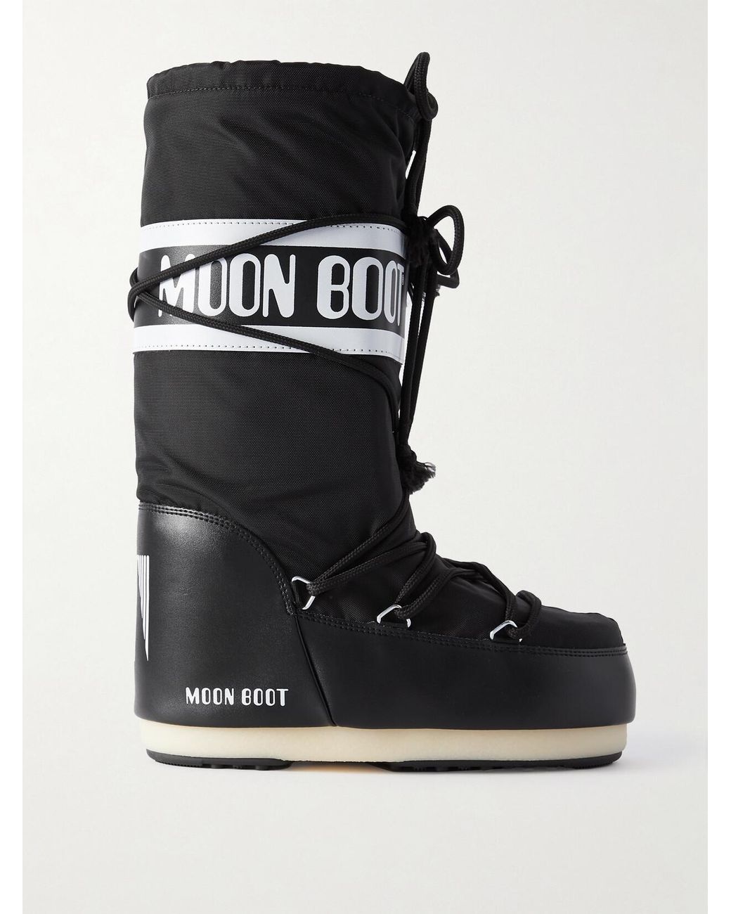 Moon Boot Black Icon Shell And Leather-Like Snow Boots