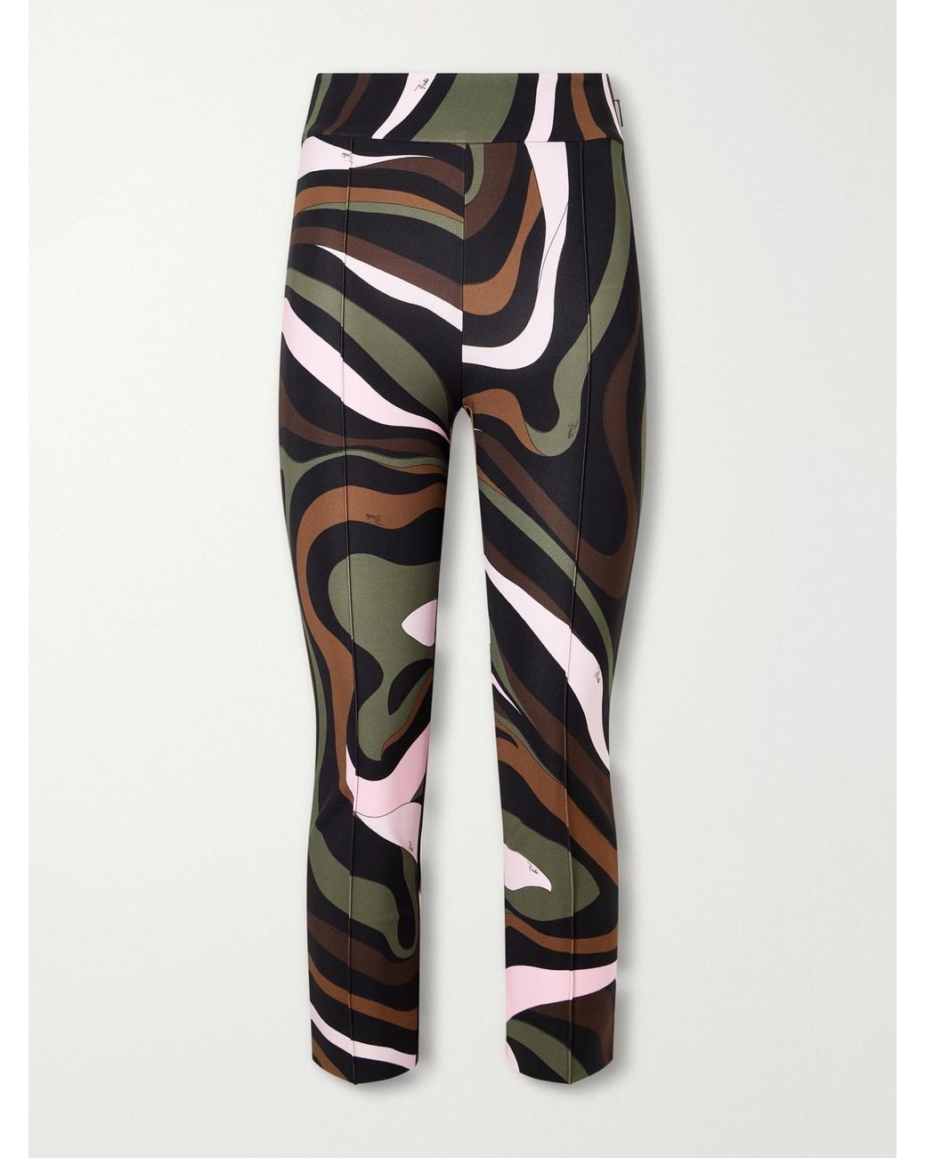 Emilio Pucci Black Printed Cropped Jersey Skinny-Leg Pants