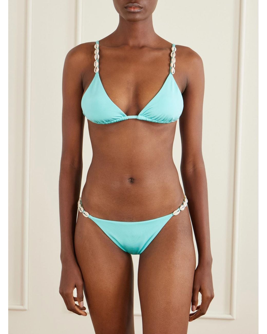 SARA CRISTINA Blue Cowries Embellished Bikini