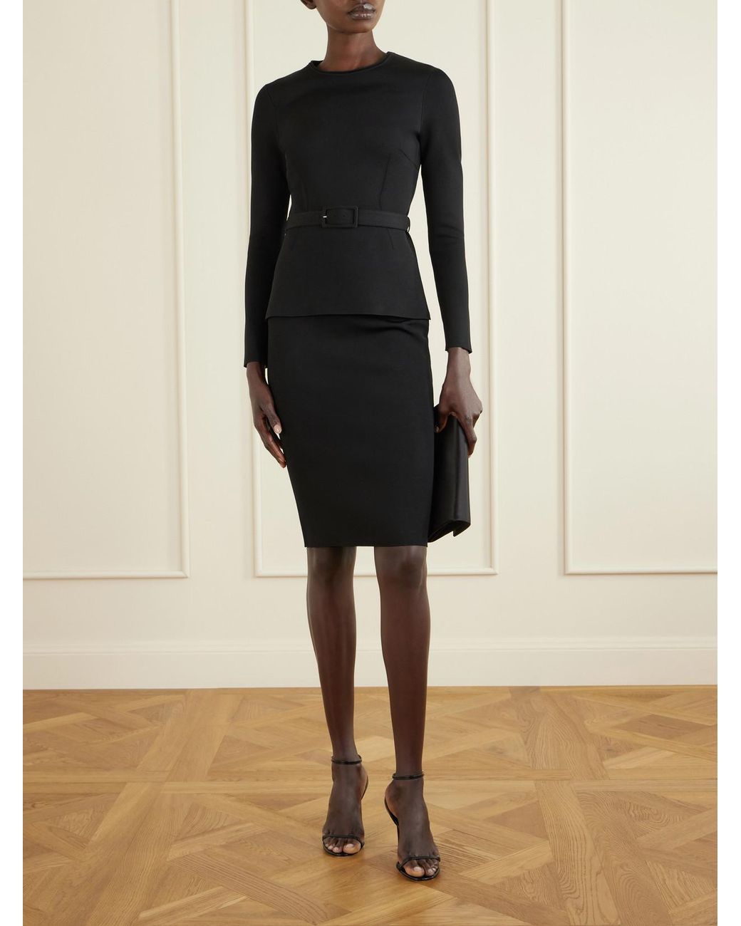 Tom Ford Black Crepe Knee-Length Skirt