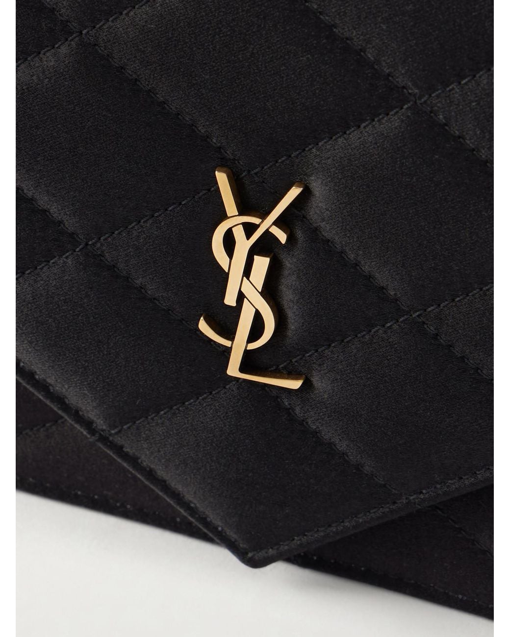 Saint Laurent Black Paris Quilted Satin Shoulder Bag