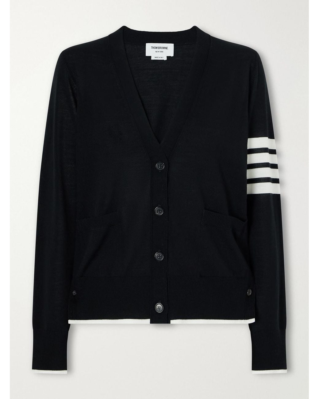 Thom Browne Black 4-Bar Wool Cardigan