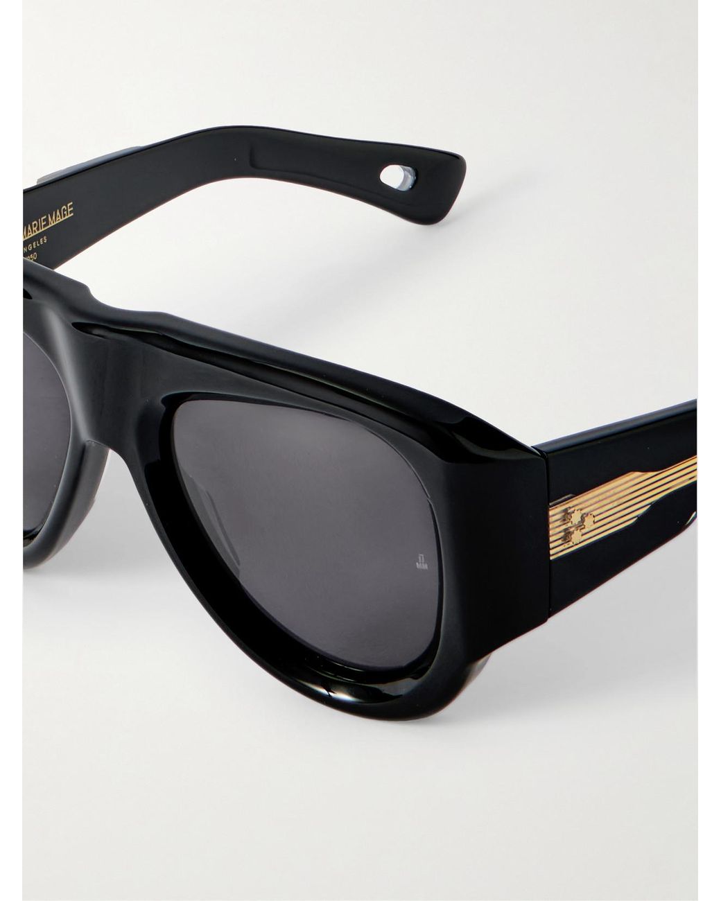 Jacques Marie Mage Black Barclay Aviator-Style Acetate Sunglasses