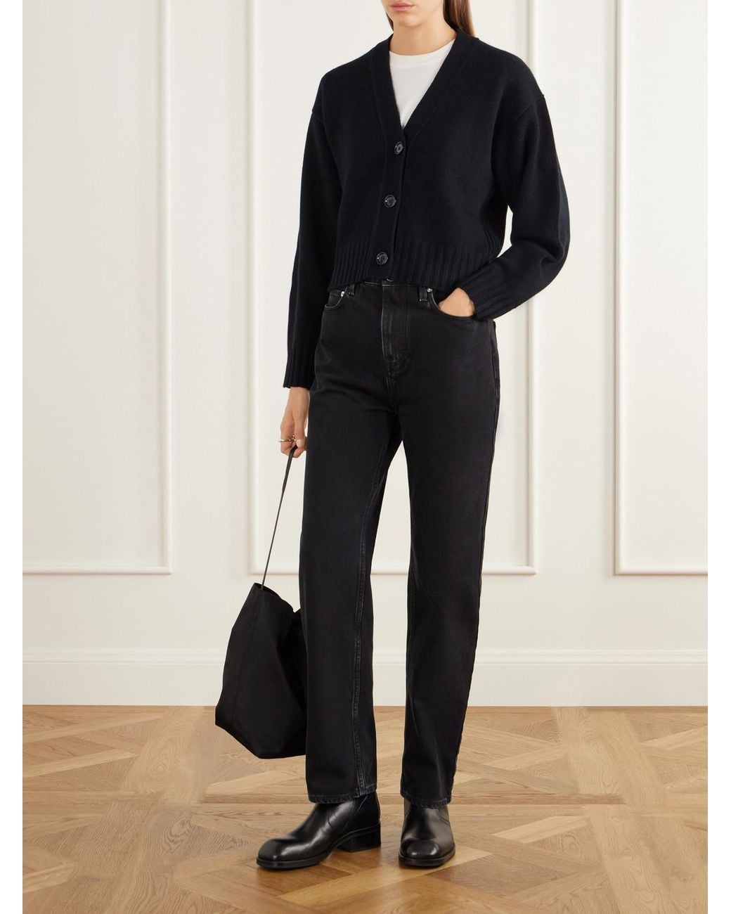 Allude Blue Cropped Wool And Cashmere-Blend Cardigan