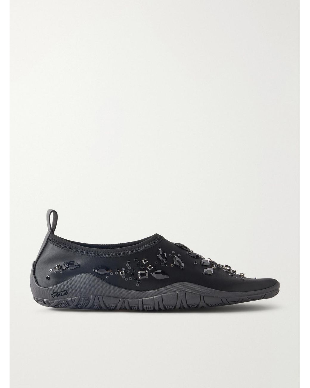 Jil Sander Black Elbe Embellished Satin Slip-Ons