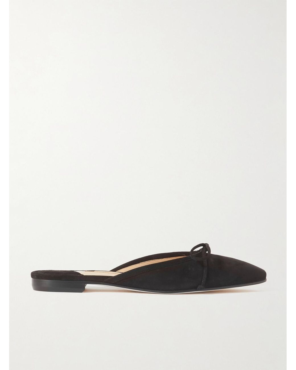 Manolo Blahnik White Ballerimu Bow-Detailed Suede Slip-Ons