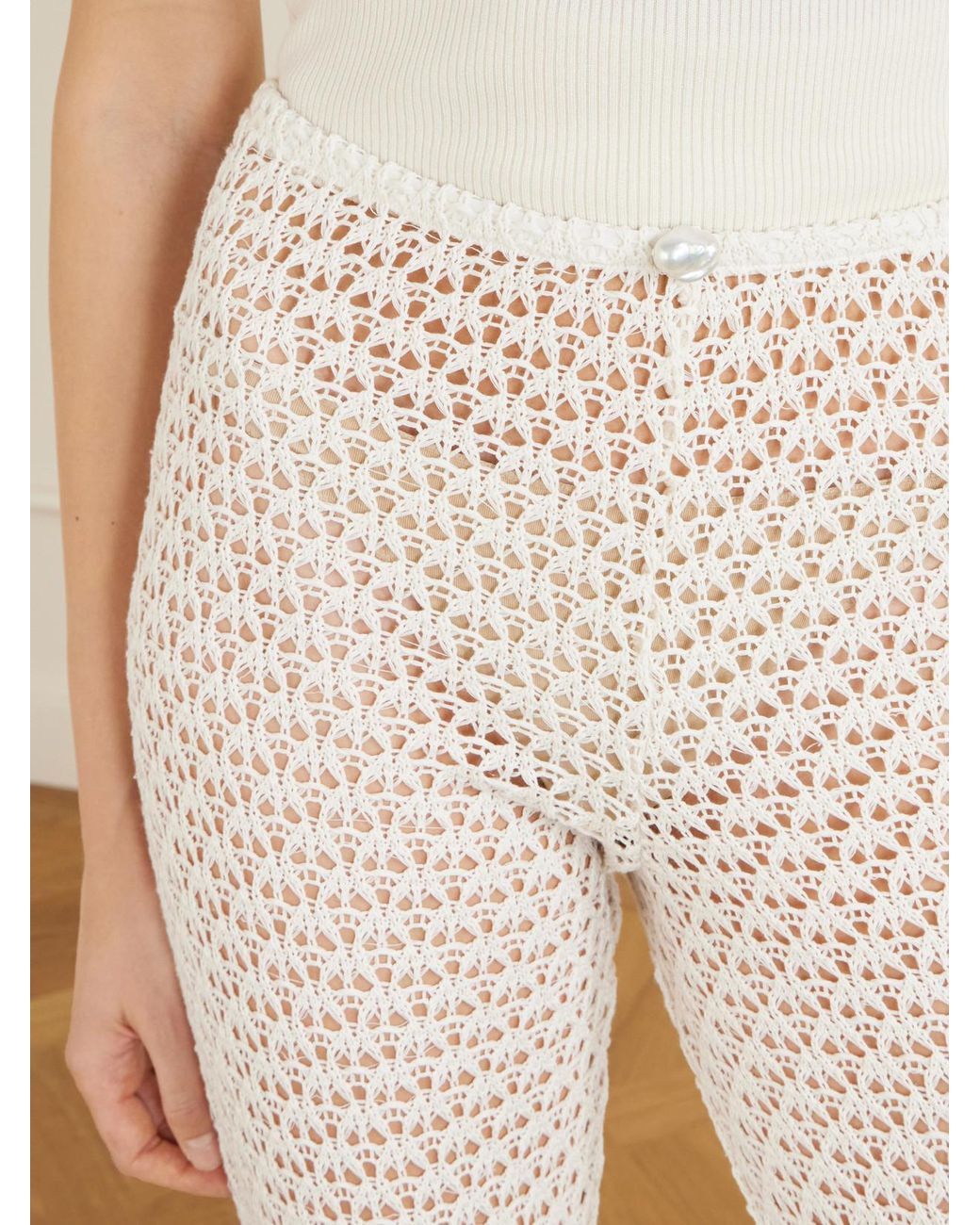 SARA CRISTINA White Playa Crocheted Cotton Coverup