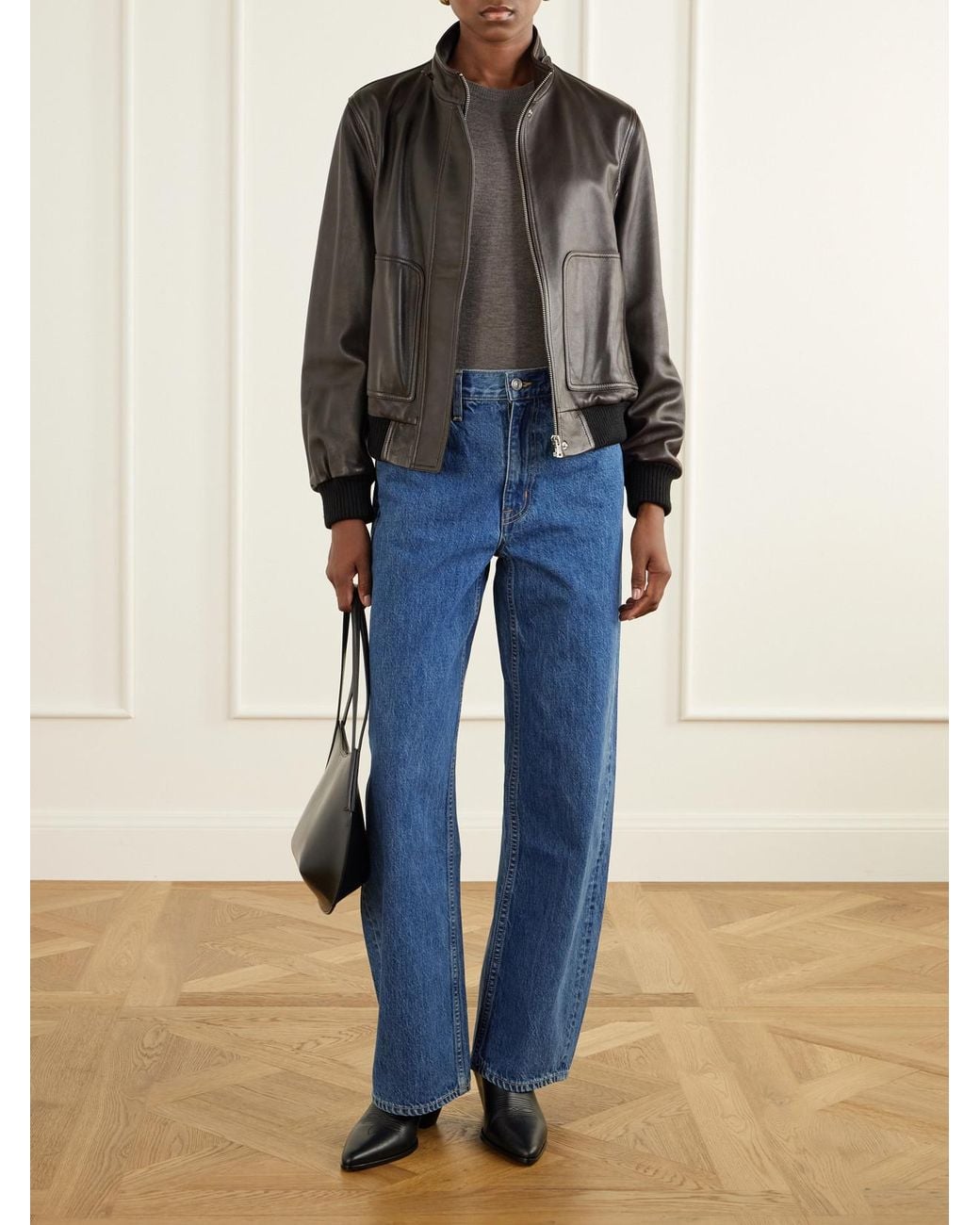 SLVRLAKE Denim Blue Estelle Wide Leg High-Rise Barrel-Leg Jeans