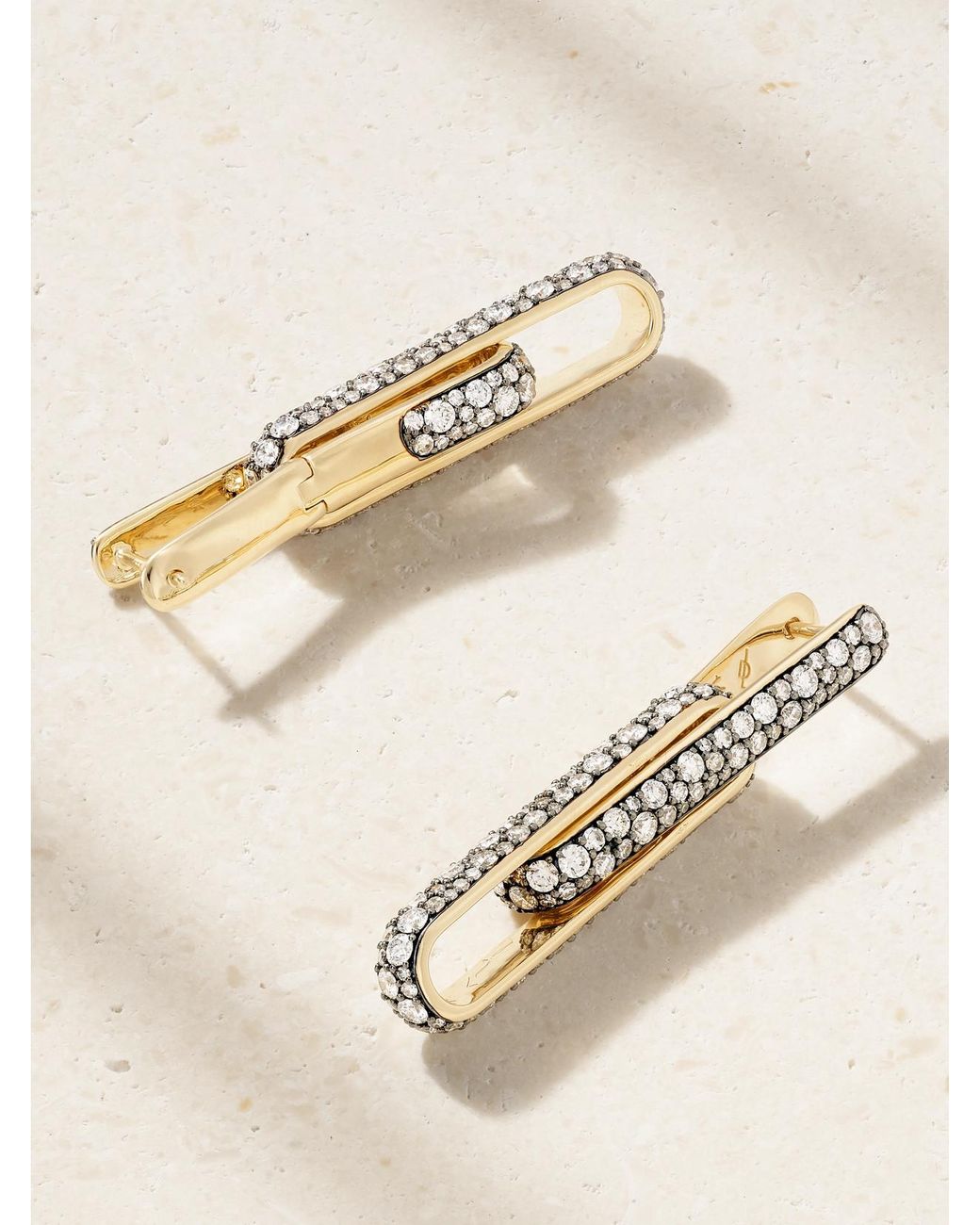 Lucy Delius Natural Stirrup 14-Karat Diamond Earrings
