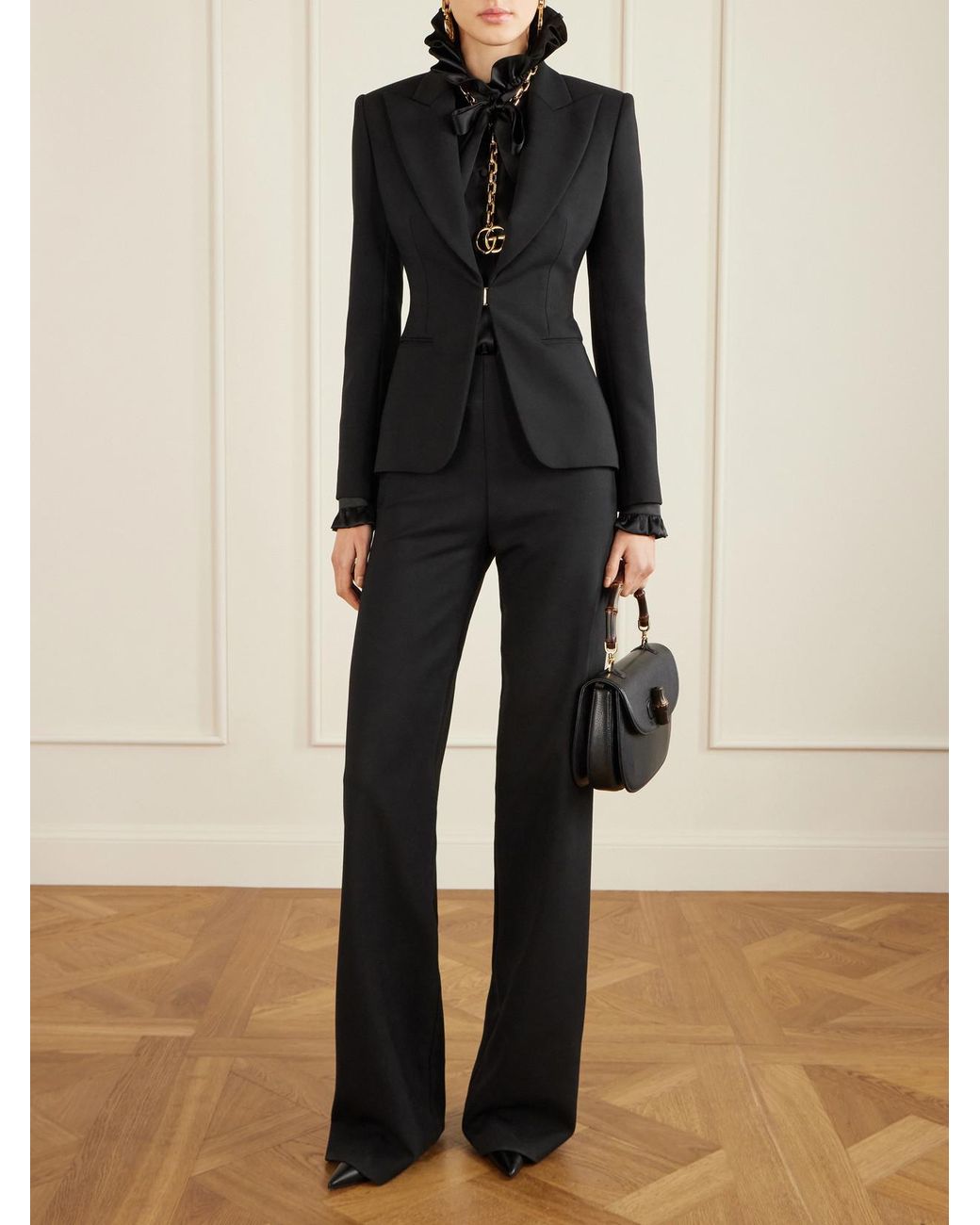 Gucci Black Wool-Blend Blazer