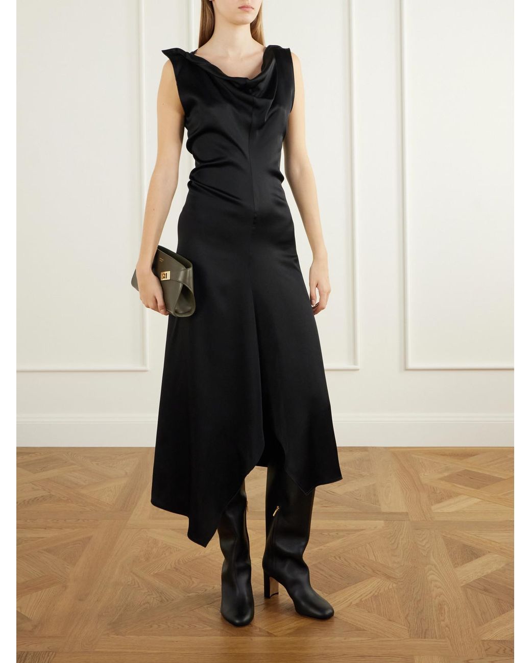 Ferragamo Black Elli 70 Embellished Leather Knee Boots