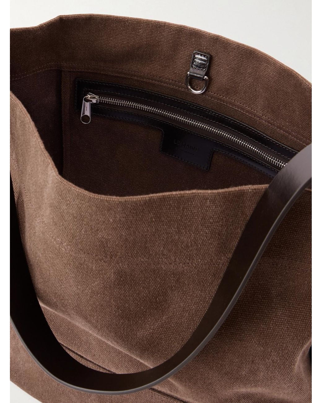 Lemaire Brown Belted Leather-Trimmed Canvas Tote