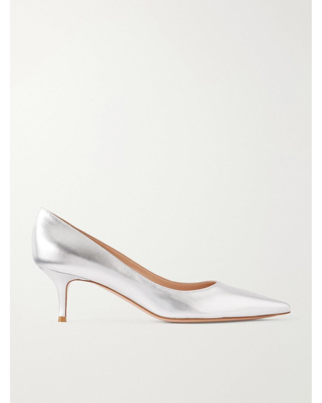 Gianvito Rossi Natural Gianvito 55 Metallic Leather Pumps
