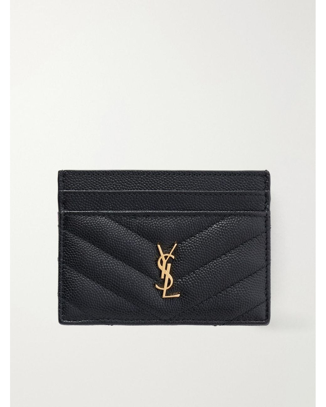 Saint Laurent Black Cassandre Matelassé Leather Card Holder