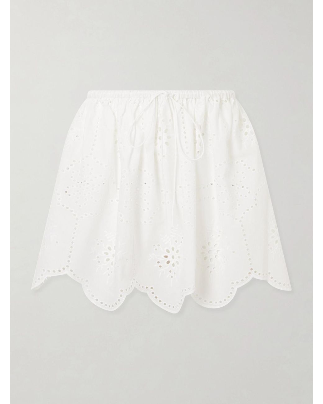 Matteau White Scalloped Broderie Anglaise-Trimmed Cotton Mini Skirt
