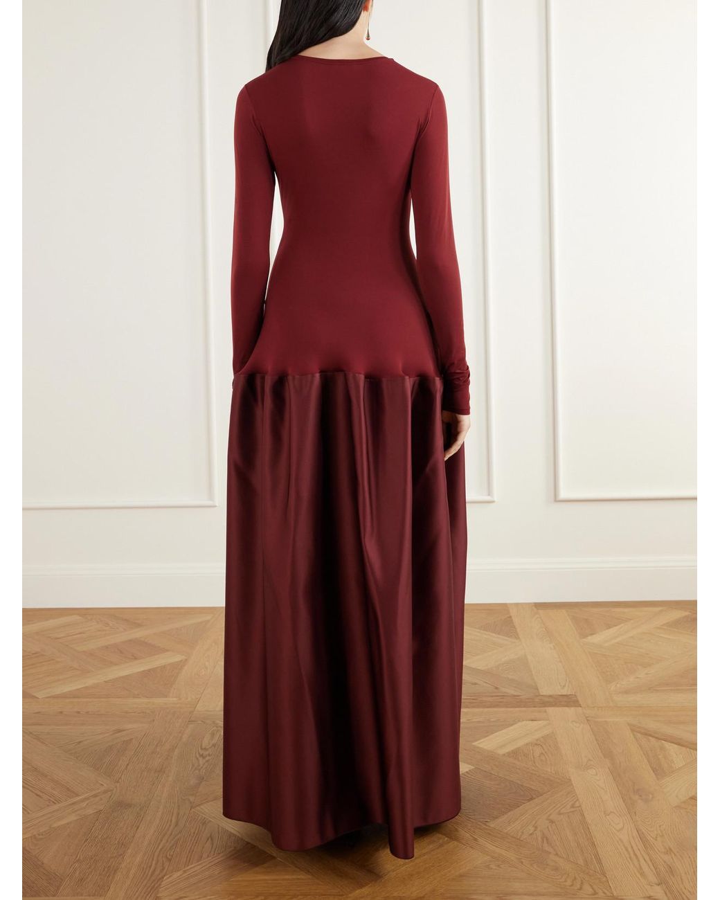 FFORME Catrin Gathered Jersey And Duchesse-Satin Maxi Dress