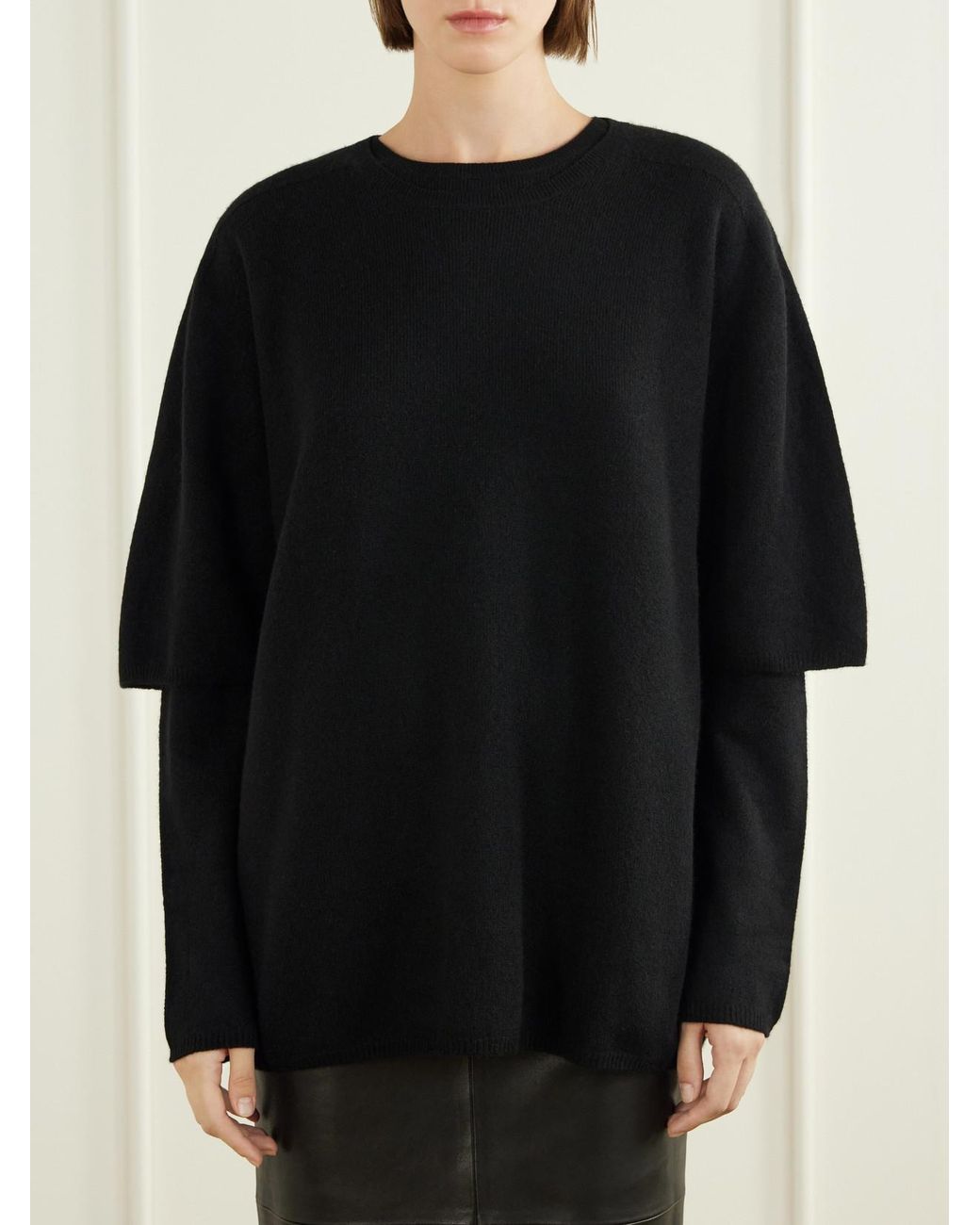 Nour Hammour Black Cobain Layered Cashmere Sweater