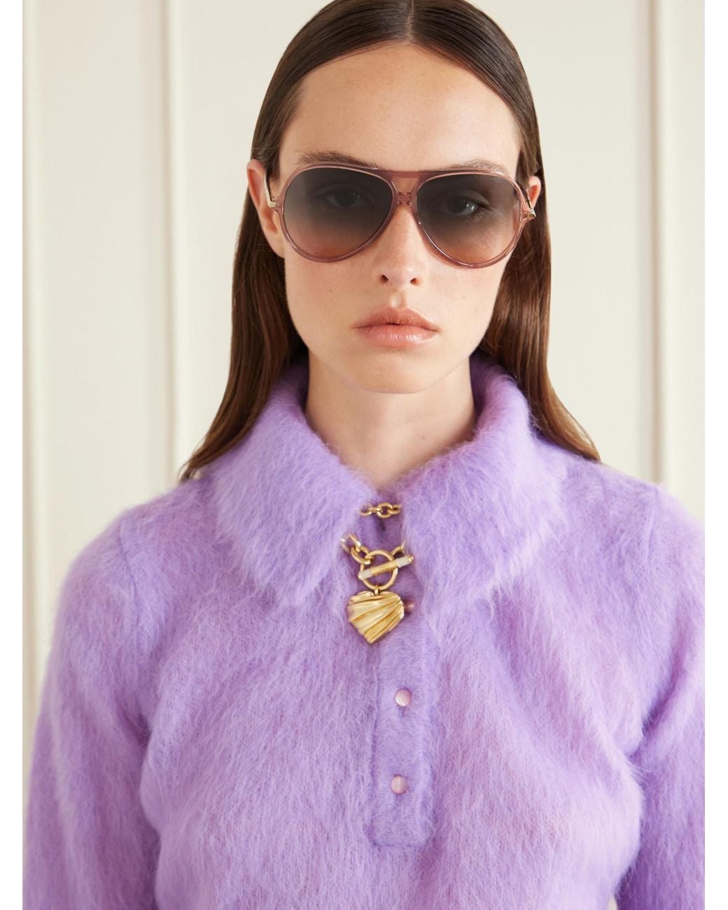 Chloé Pink Tubolar Aviator-Style Recycled-Acetate Sunglasses