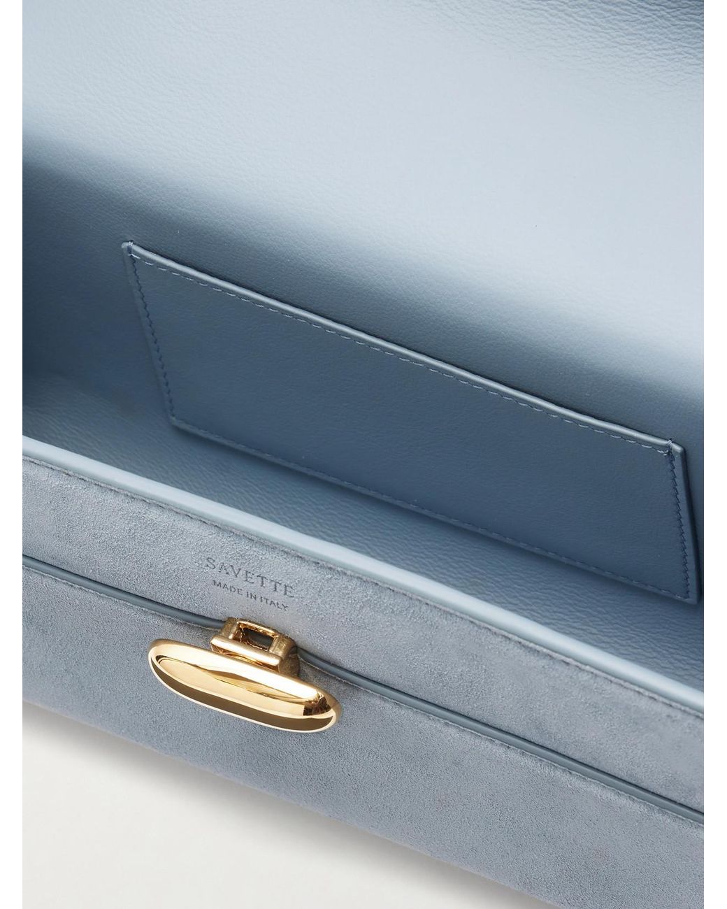SAVETTE Blue Symmetry Pochette Suede Tote