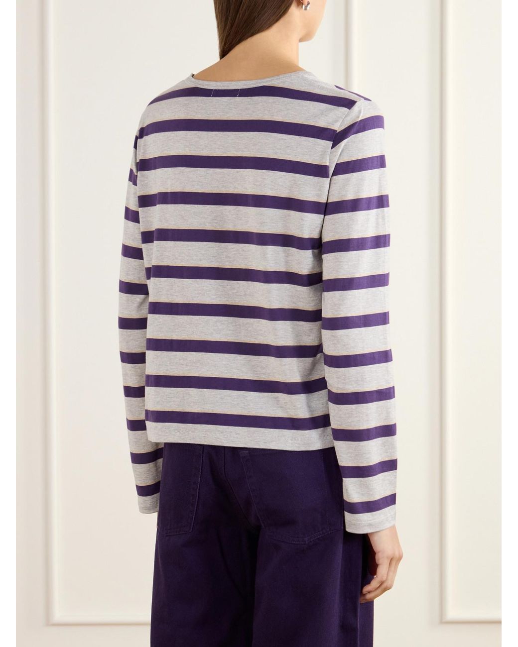 Still Here Gray Striped Cotton-Jersey T-Shirt