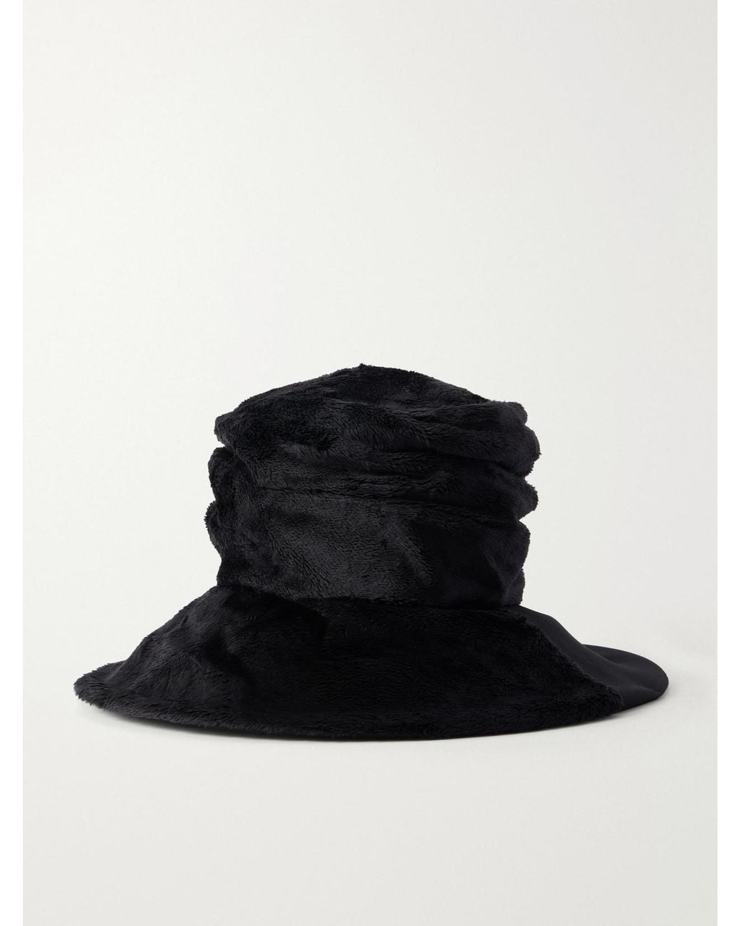Junya Watanabe Black Plush And Wool-Gabardine Wide Brim Hat