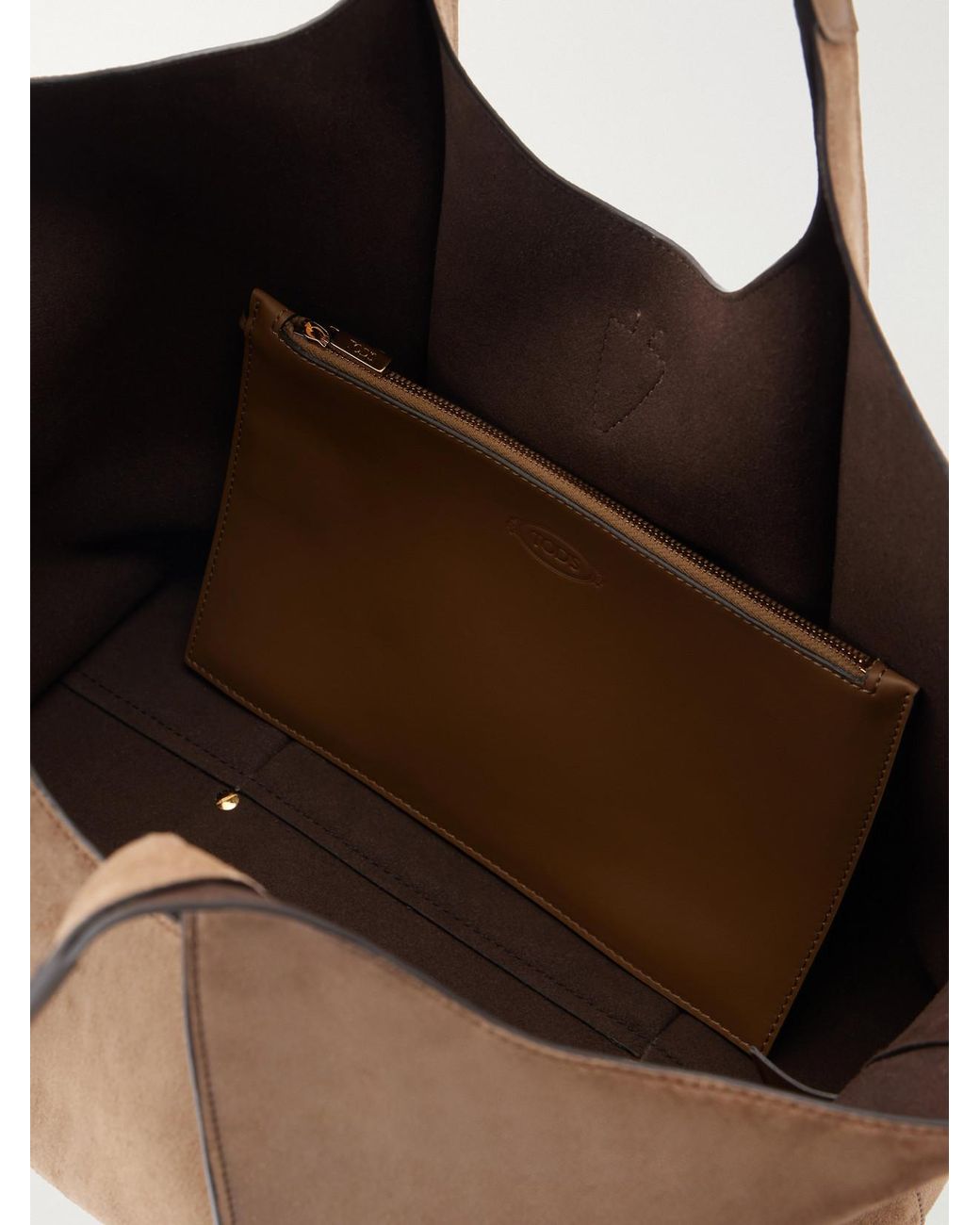 Tod's Brown T Timeless Suede Shoulder Bag
