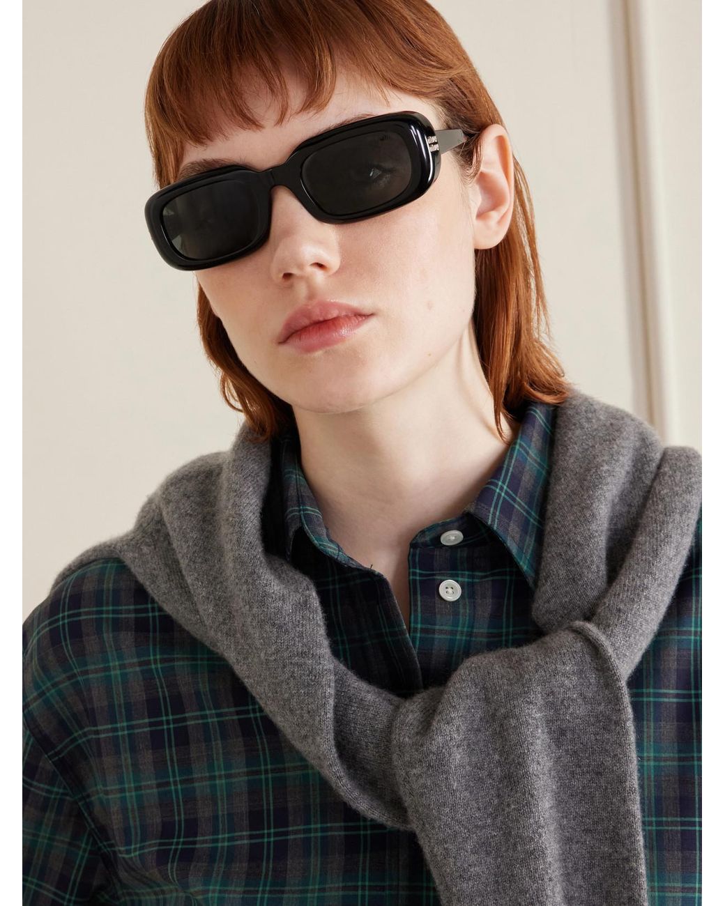 Miu Miu Black Square-Frame Acetate Sunglasses