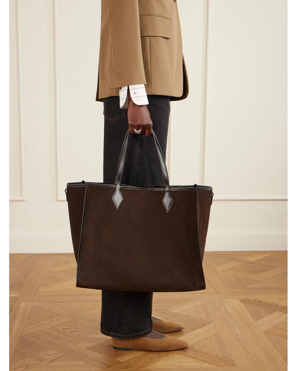 Metier Brown Chameleon 41 Large Leather-Trimmed Nubuck Tote