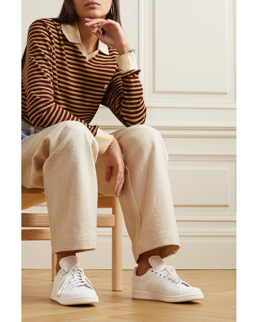 Baskets En Cuir Texturé Stan Smith Recon adidas Originals en coloris Blanc  | Lyst