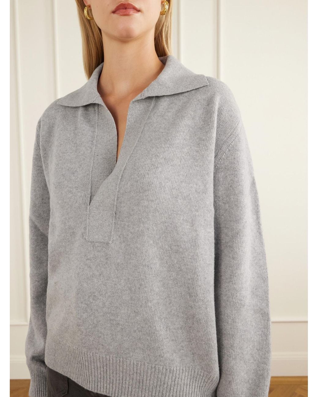 Victoria Beckham Gray Genevieve Wool And Cashmere-Blend Sweater