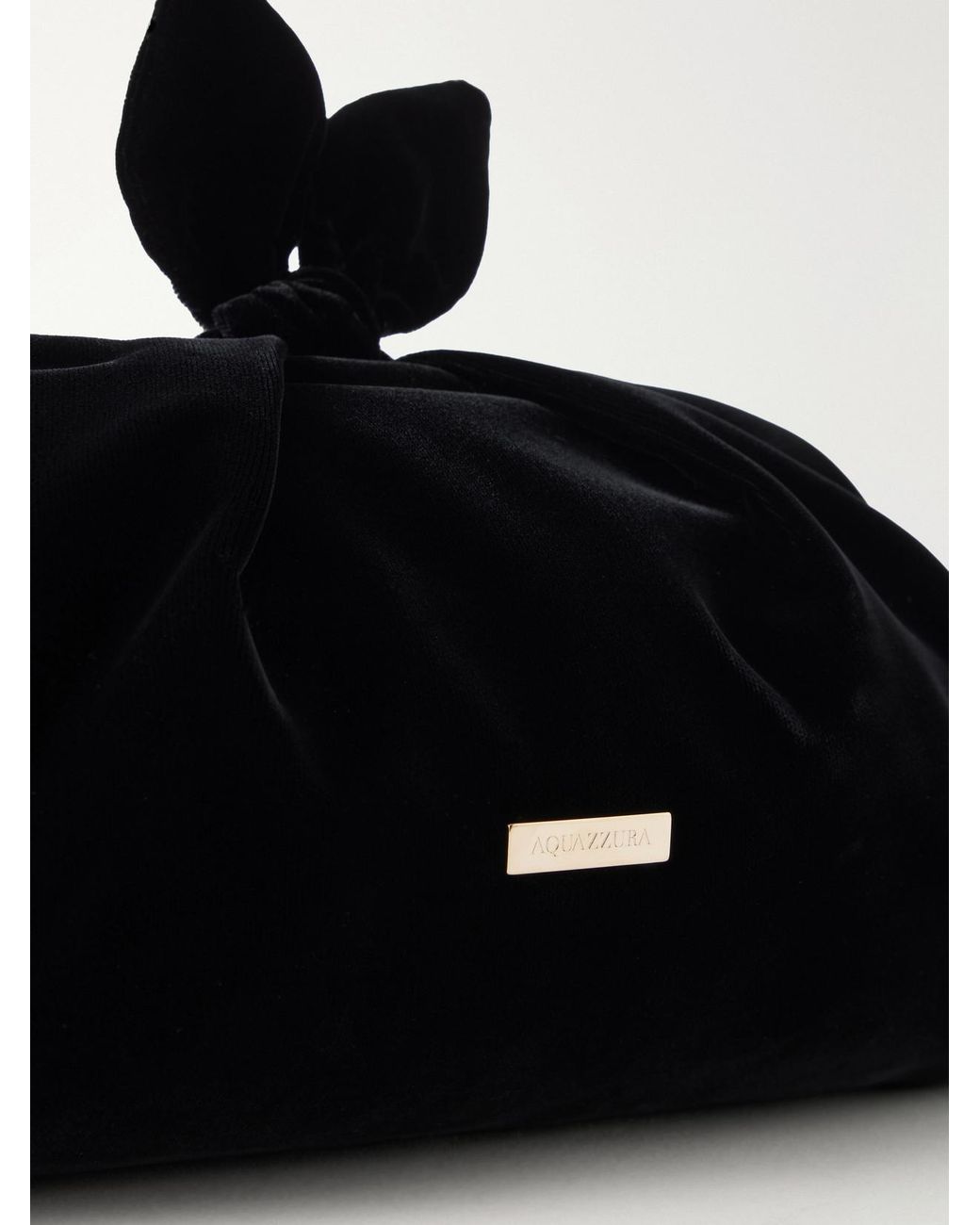 Aquazzura Black Bow Tie Velvet Clutch