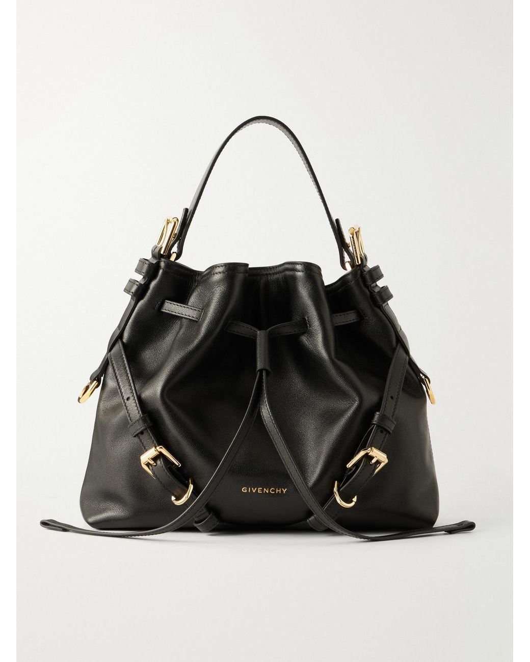 Givenchy Black Voyou Small Embellished Leather Bucket Bag