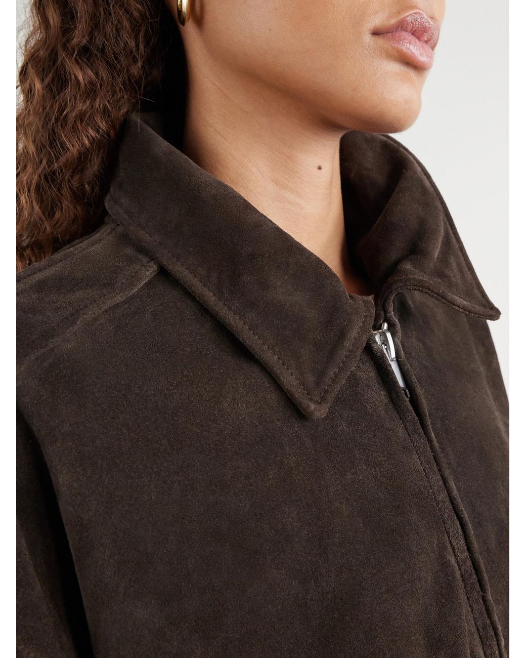 Citizens of Humanity Brown Vivienne Rib-Trimmed Suede Jacket