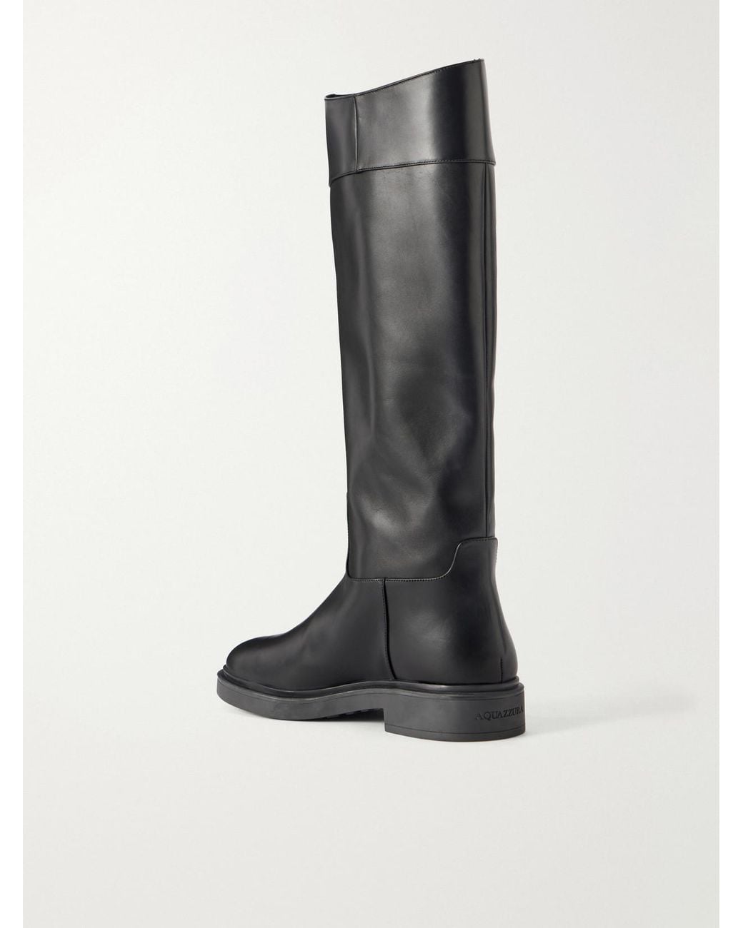 Aquazzura Black Ride 30 Leather Knee Boots
