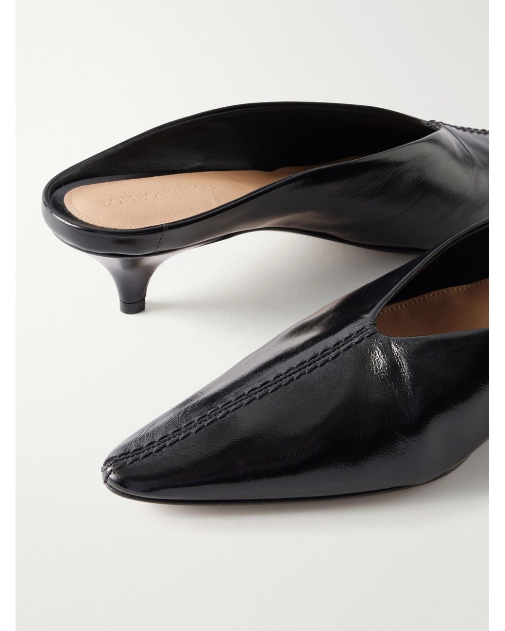 Bottega Veneta Black Vesta Leather Mules