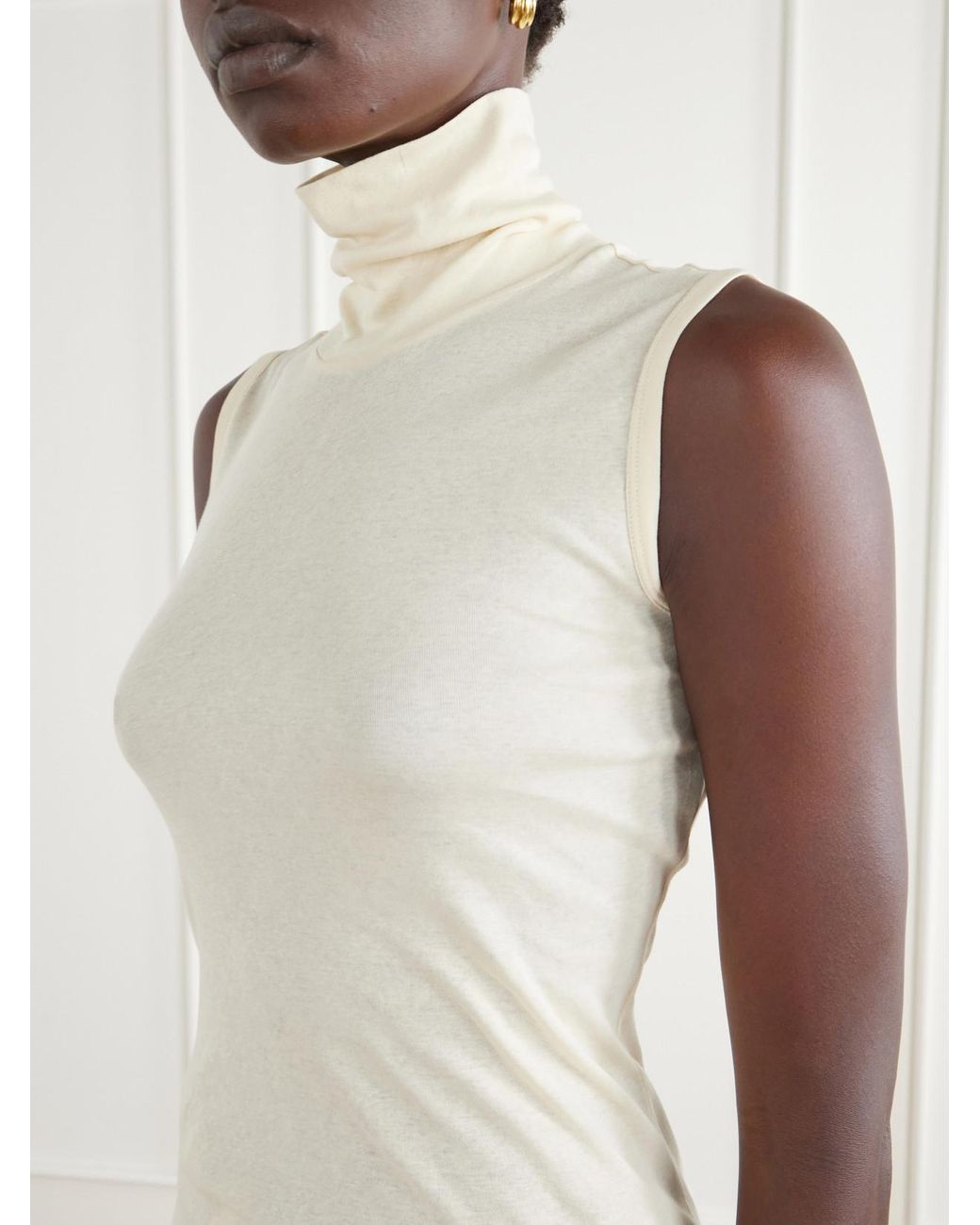 Flore Flore Natural Dinah Ribbed Organic Cotton-Jersey Turtleneck Tank