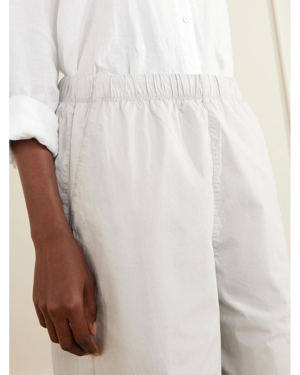 James Perse White Cotton-Blend Poplin Balloon Pants