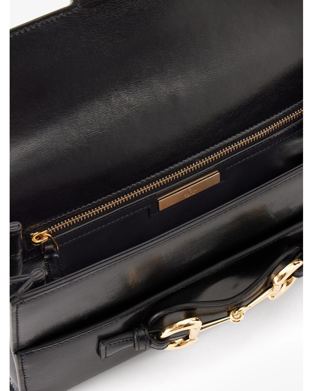 Gucci Black Horsebit Ristretto Embellished Leather Shoulder Bag