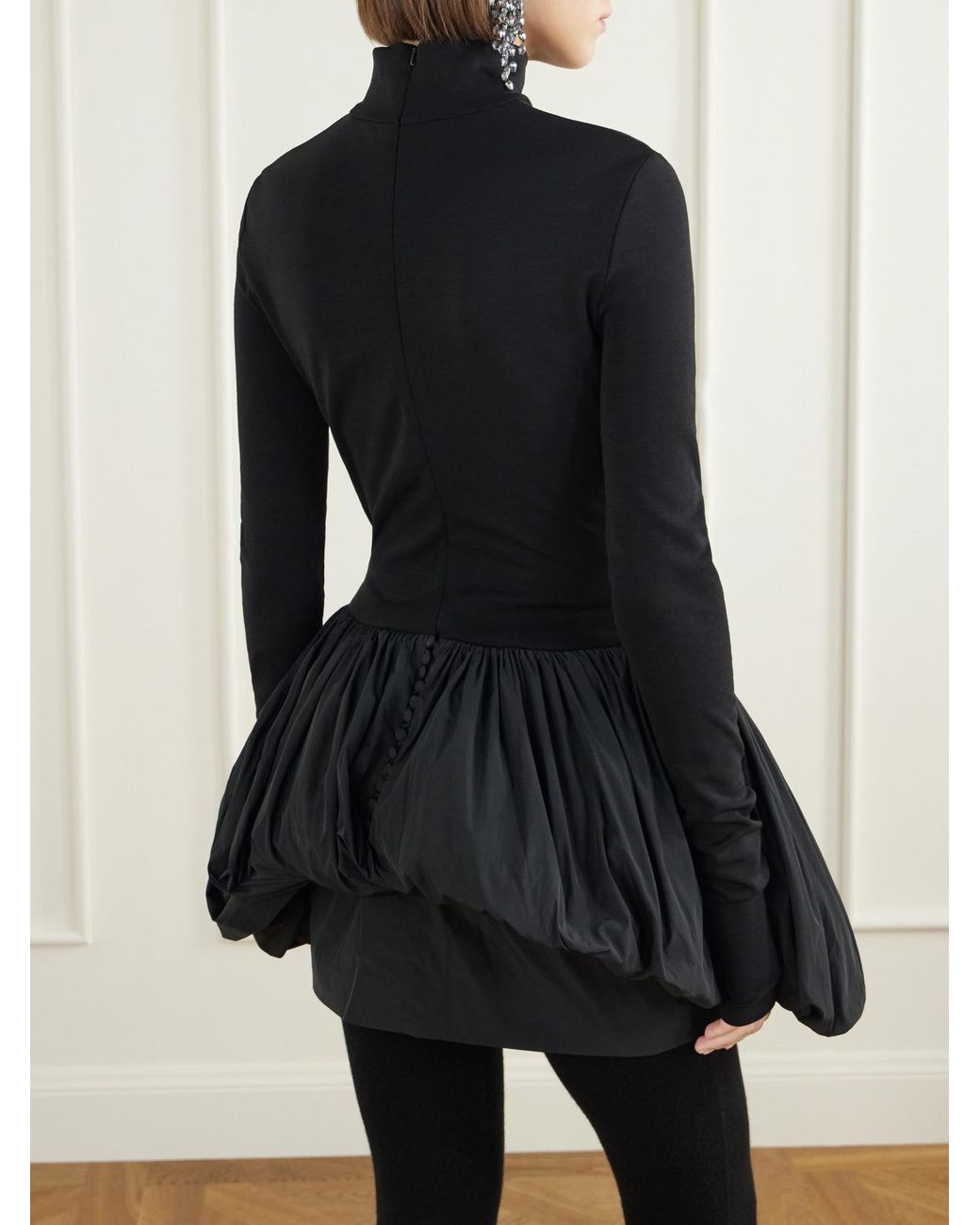 Magda Butrym Black Wool-Blend Jersey And Shell Balloon Mini Dress