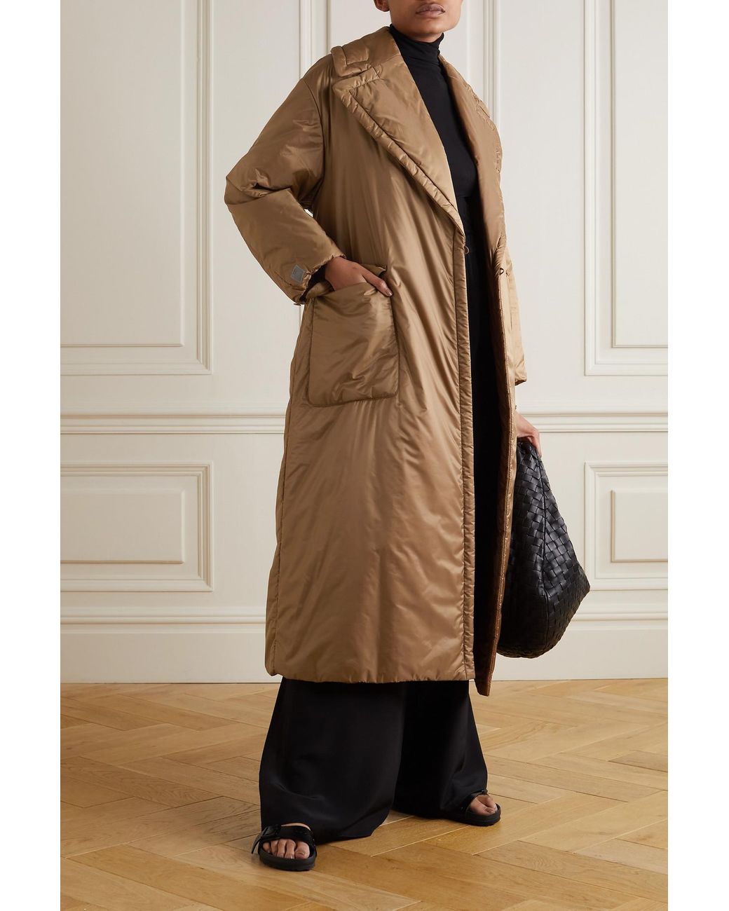 Max Mara Synthetic + Cube Greenti Belted Padded Shell Coat in Brown  (Natural) | Lyst