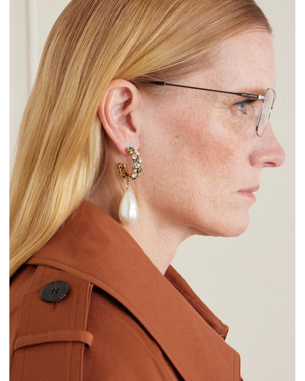 Saint Laurent Natural Sl 888 Quare-Frame Metal Glasses