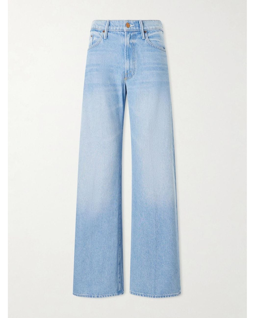 Mother Blue The Whip Skimp Mid-Rise Wide-Leg Jeans