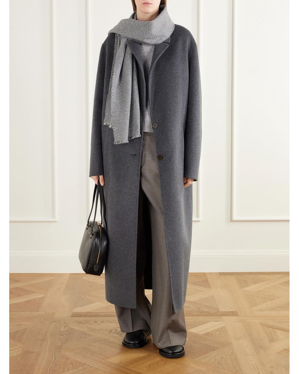 Johnstons Gray Scalpay Frayed Checked Wool And Cashmere-Blend Scarf