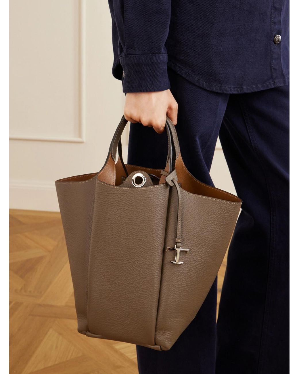 Tod's Gray Secchiello Small Leather Bag