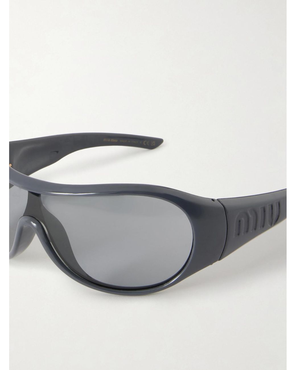 Miu Miu Gray Rounded-Frame Acetate Sunglasses