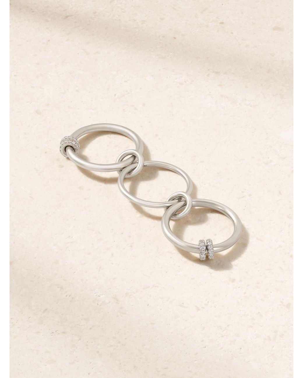 Spinelli Kilcollin Natural Jovie Set Of Three Sterling Diamond Rings