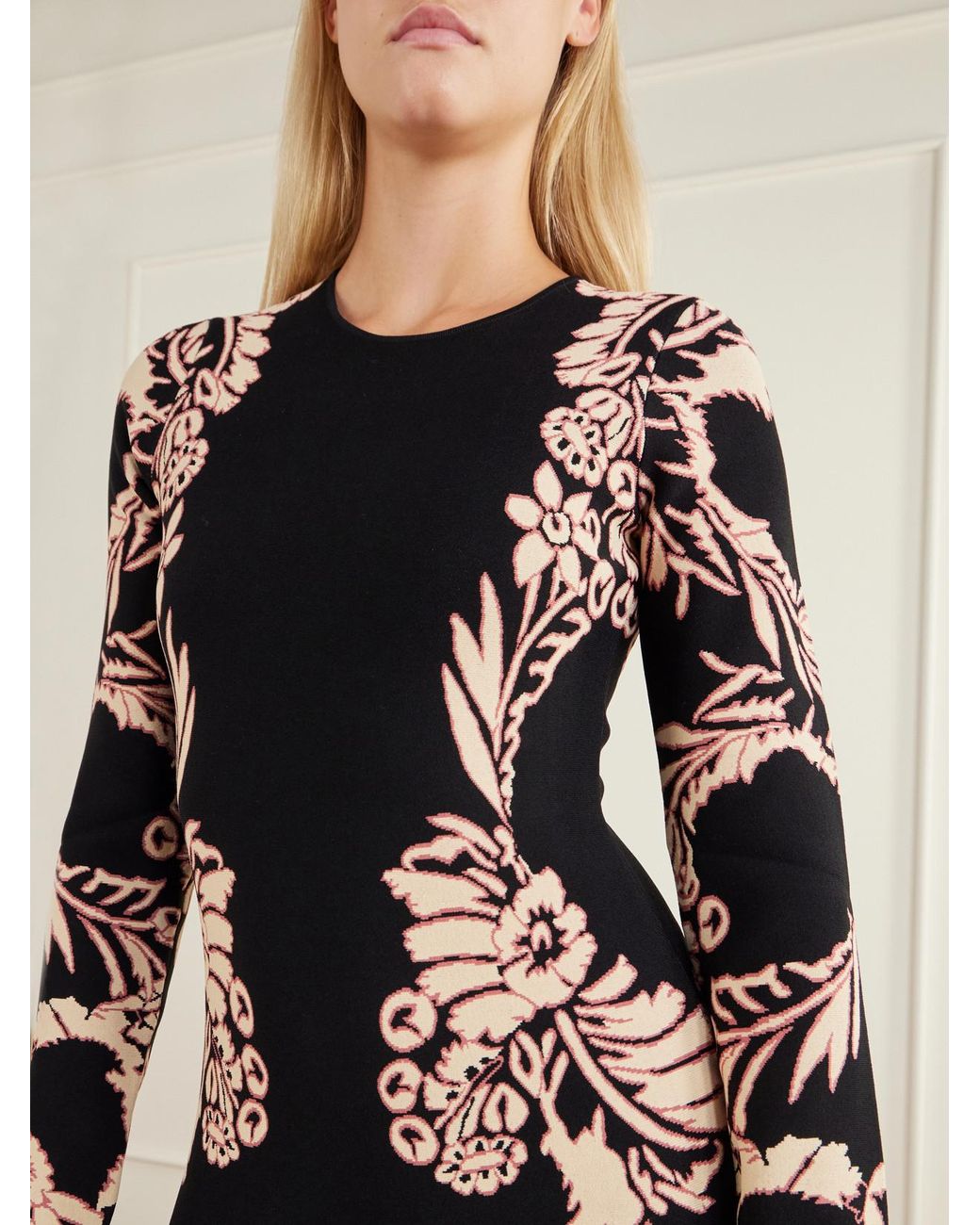 Ulla Johnson Black Nerissa Floral-Jacquard Midi Dress